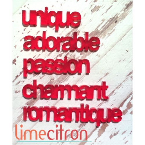 Acrylic-Minis words St-Valentin ROUGE